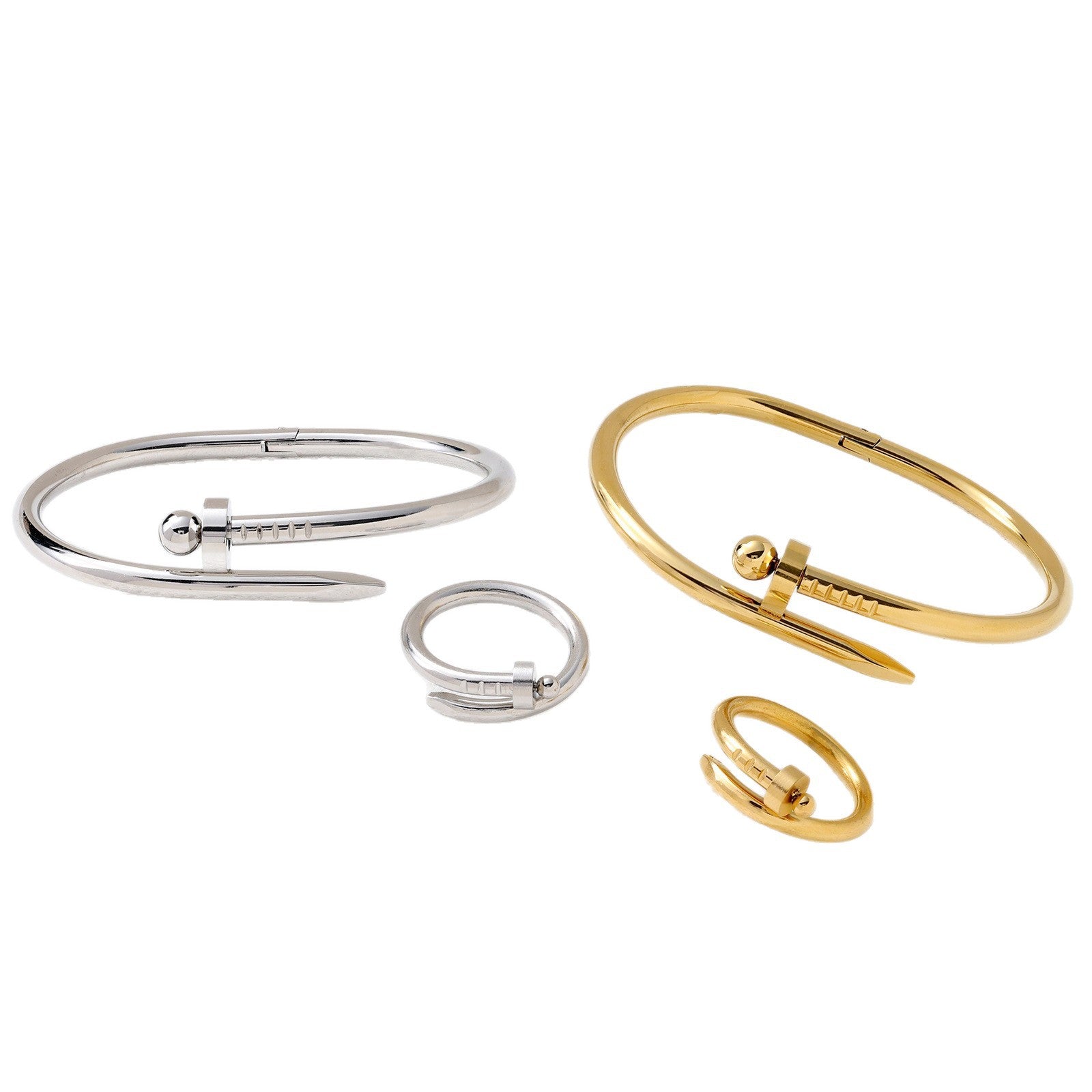 Wholesale  Fashion Titanium Steel Nail Bracelet Ring High-end Sense Internet Celebrity Light Luxury 18K Gold Plated Hand Jewelry