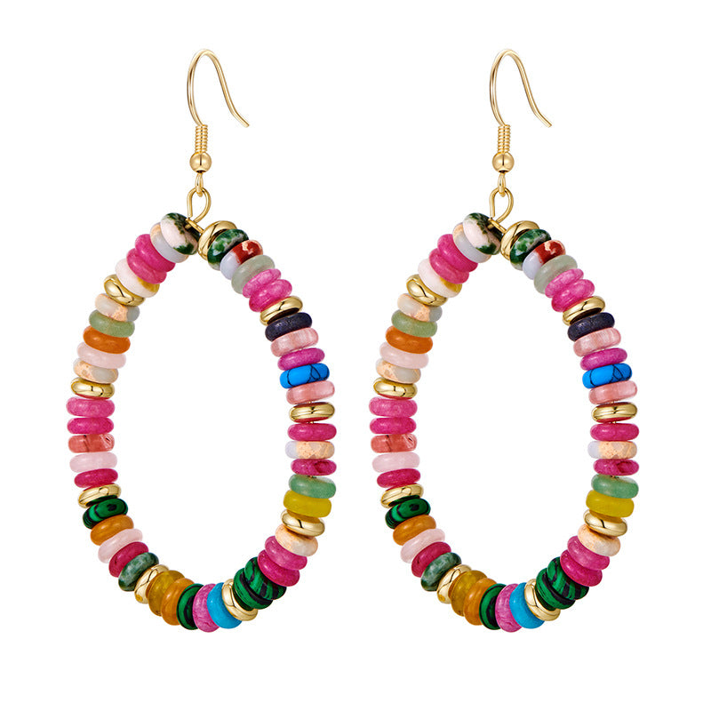 Wholesale Casual Retro Personalized Circle Mixed Color Abacus Bead Earrings