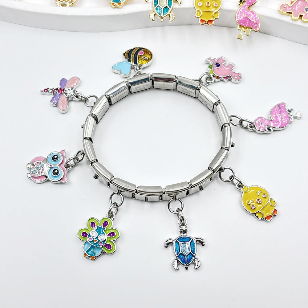 Wholesale Italian Charm Bracelet 9mm DIY Small Animal   Creative Stainless Steel Composable Bracelet