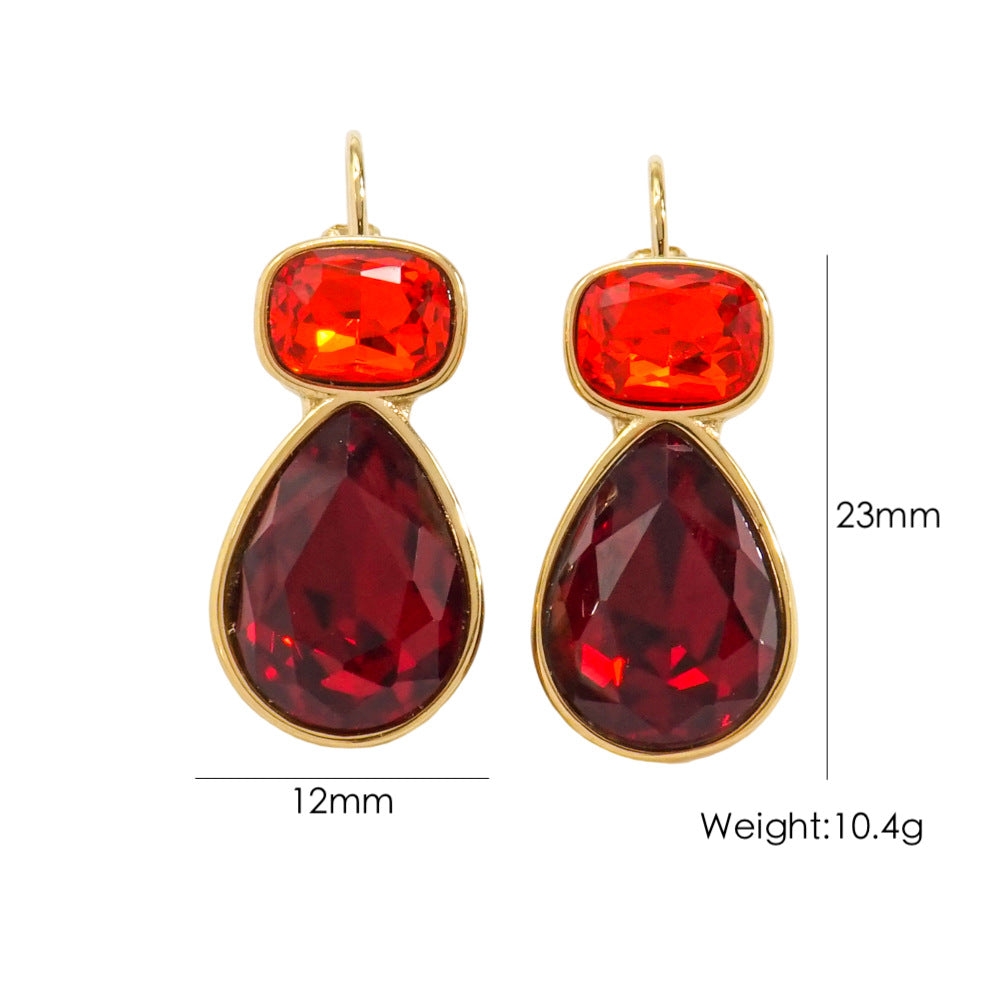 Wholesale Stainless Steel Water Drop Zircon Ears Earrings