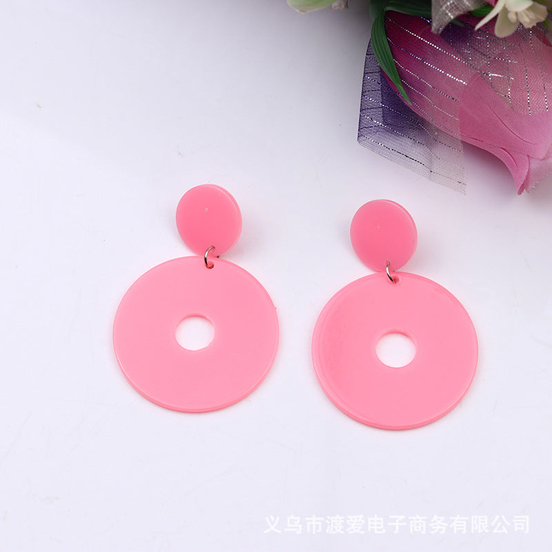 Wholesale  12-Color Round Cut Out Acrylic Earrings