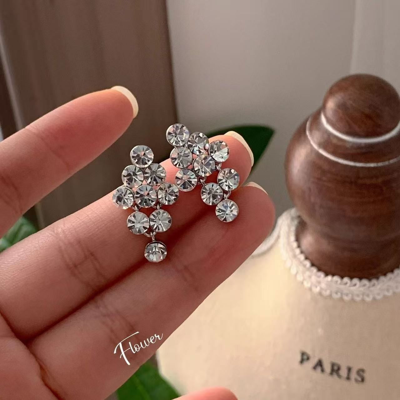 Wholesale Alloy Electroplated Hollow Zircon Stud Earrings Geometric Design Party Jewelry Gift for Women