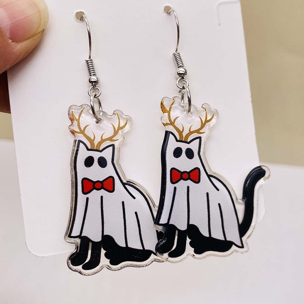 Wholesale Acrylic Christmas Animal Elk Rainbow Earrings