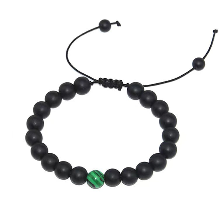 Wholesale matte black frosted malachite couple bracelet ACC-BT-Shuxin005