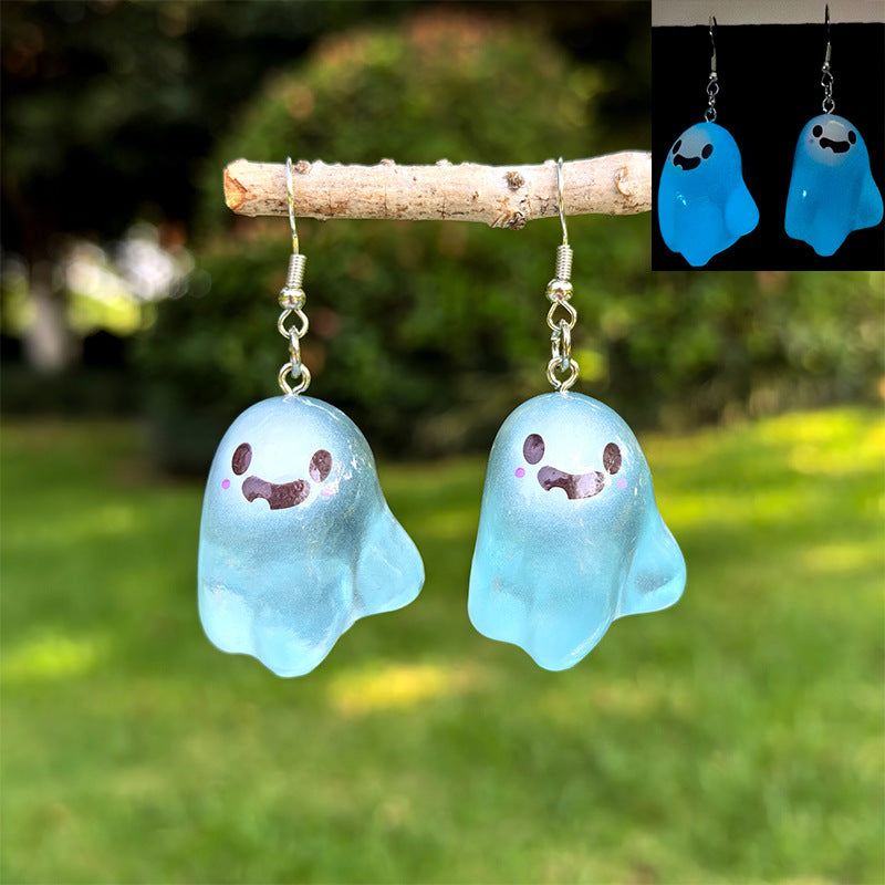 Wholesale Halloween White Luminous Ghost Pendant Earrings