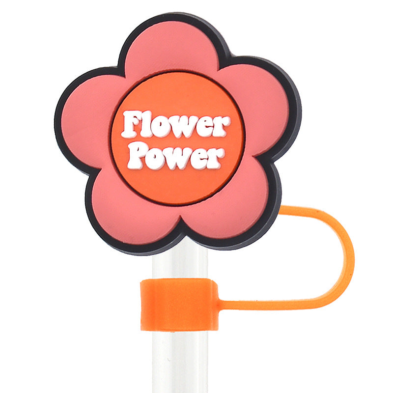 Wholesale Random 100pcs Love and Peace 10mm PVC Soft Straw Tube Cap ACC-SCR-RYY089