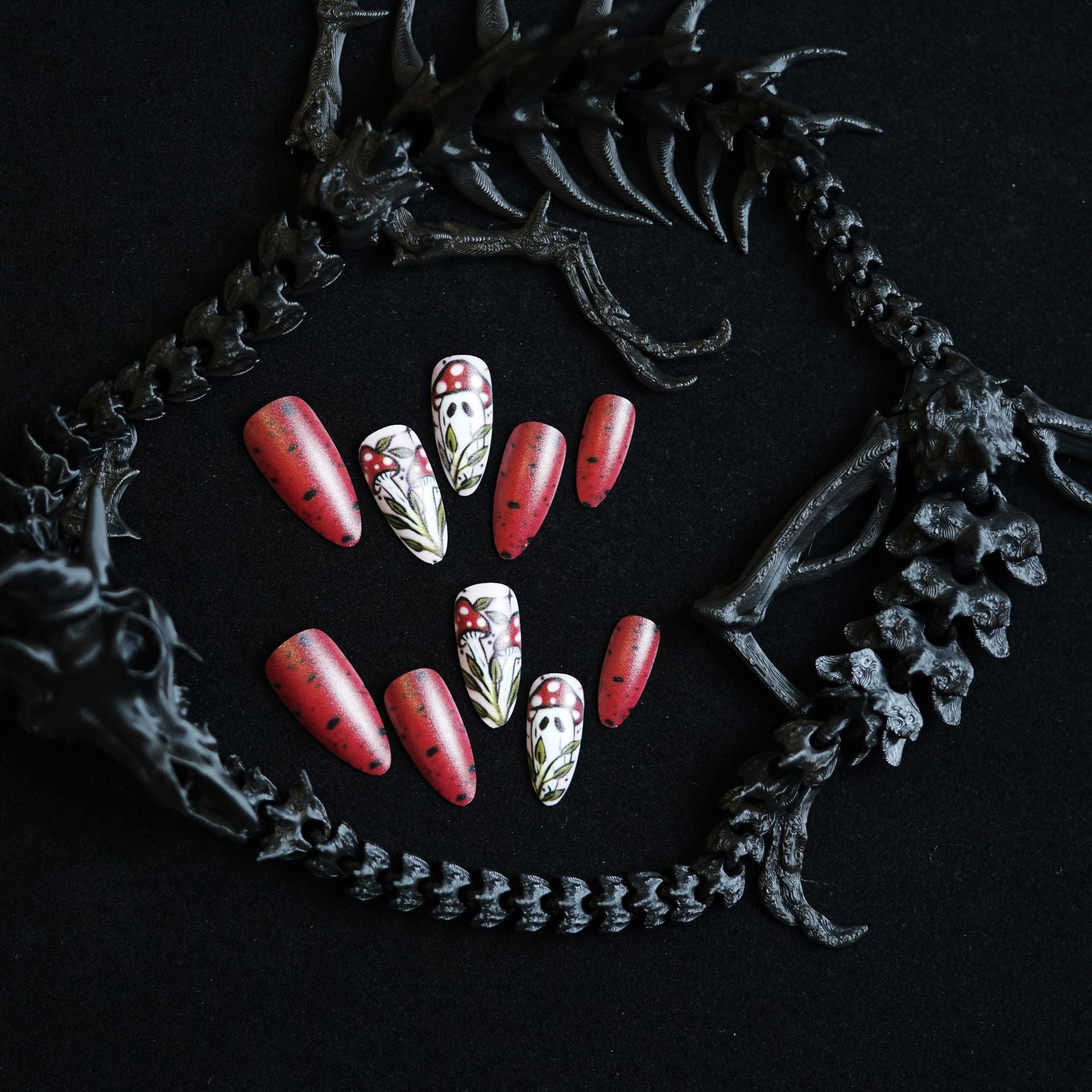 Wholesale 24 Pieces/ box  Mushroom Ghost Nails Kits Nail Stickers