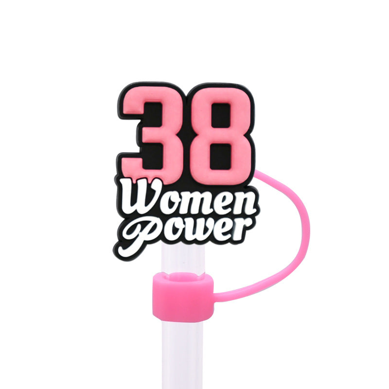 Wholesale Random 100pcs Women's Power Series Straw Cover 10MM Straw Tube Cap