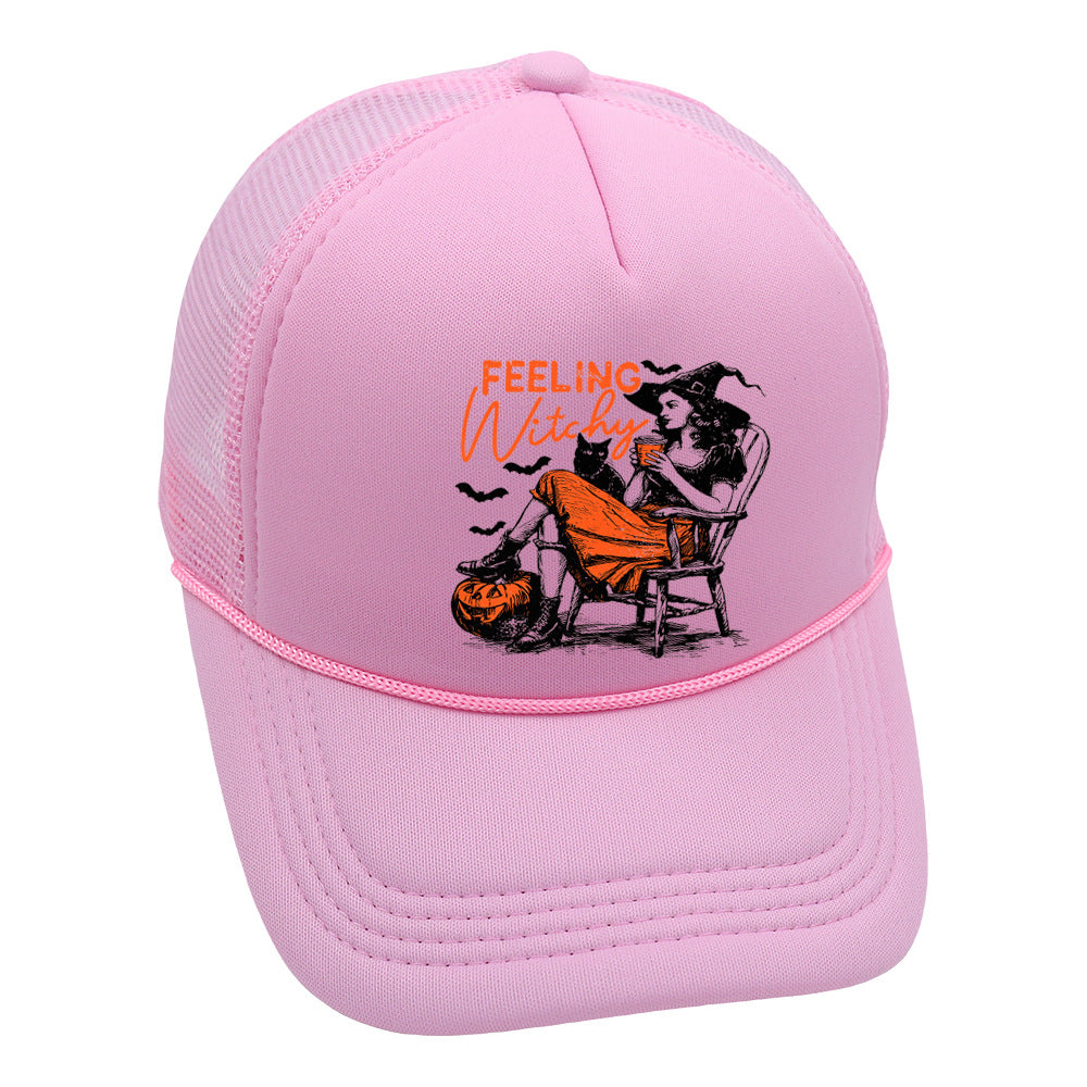 Wholesale Trucker Hat Halloween Pumpkin Witch Baseball Cap Printed Mesh Cap ACC-HT-HaiPu014