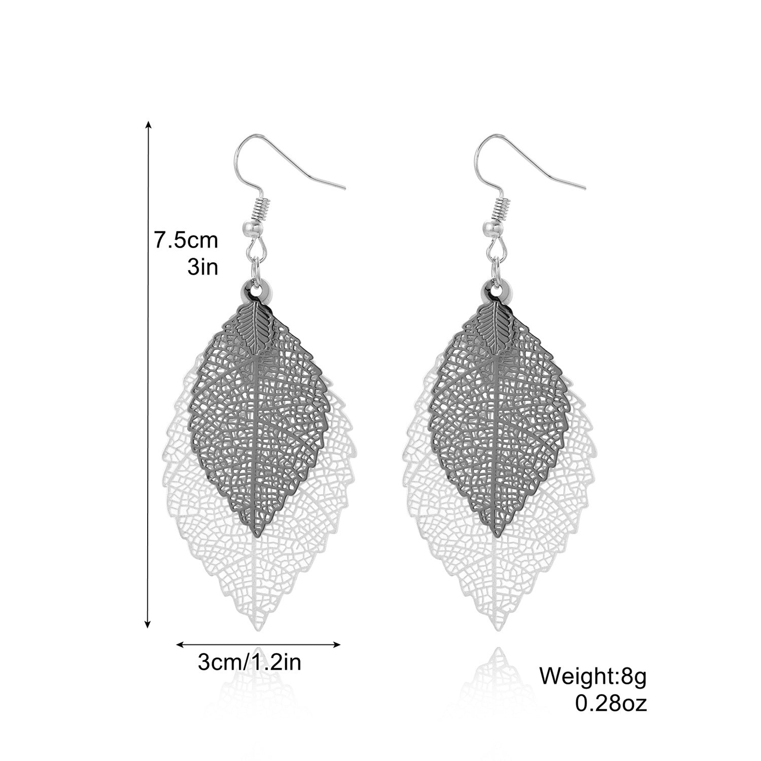 Wholesale Vintage Leaf Earrings Gold Double Layer Hollow Leaf Earrings ACC-ES-ManYi010