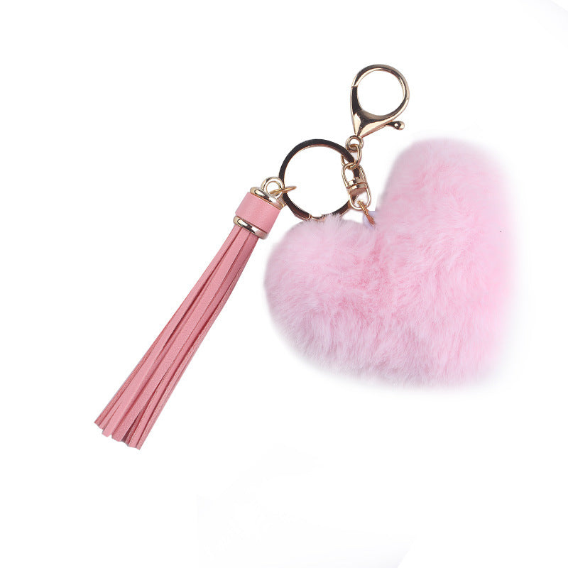 Wholesale Heart Shaped Fur Ball Tassel Keychain Pom Pom ACC-KC-GuangTian057
