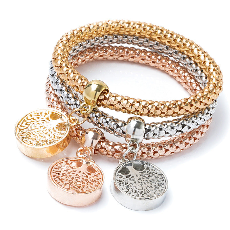 Wholesale Three Color Set Corn Chain Diamond Elephant Pendant Bracelet Layered Bracelet Set ACC-BT-Ditong003