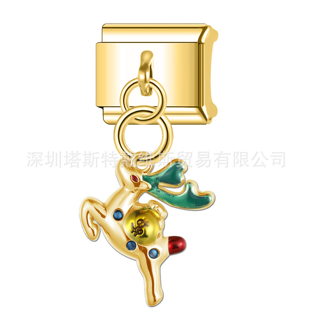 Wholesale  Italian Charm Bracelet 9mm DIY Christmas pendant Creative Stainless Steel Composable Bracelet