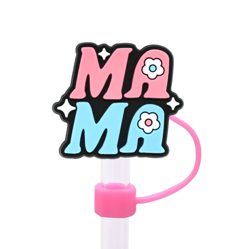 Wholesale Random 100pcs Mother's Day Straw Cover 10MM Straw Tube Cap