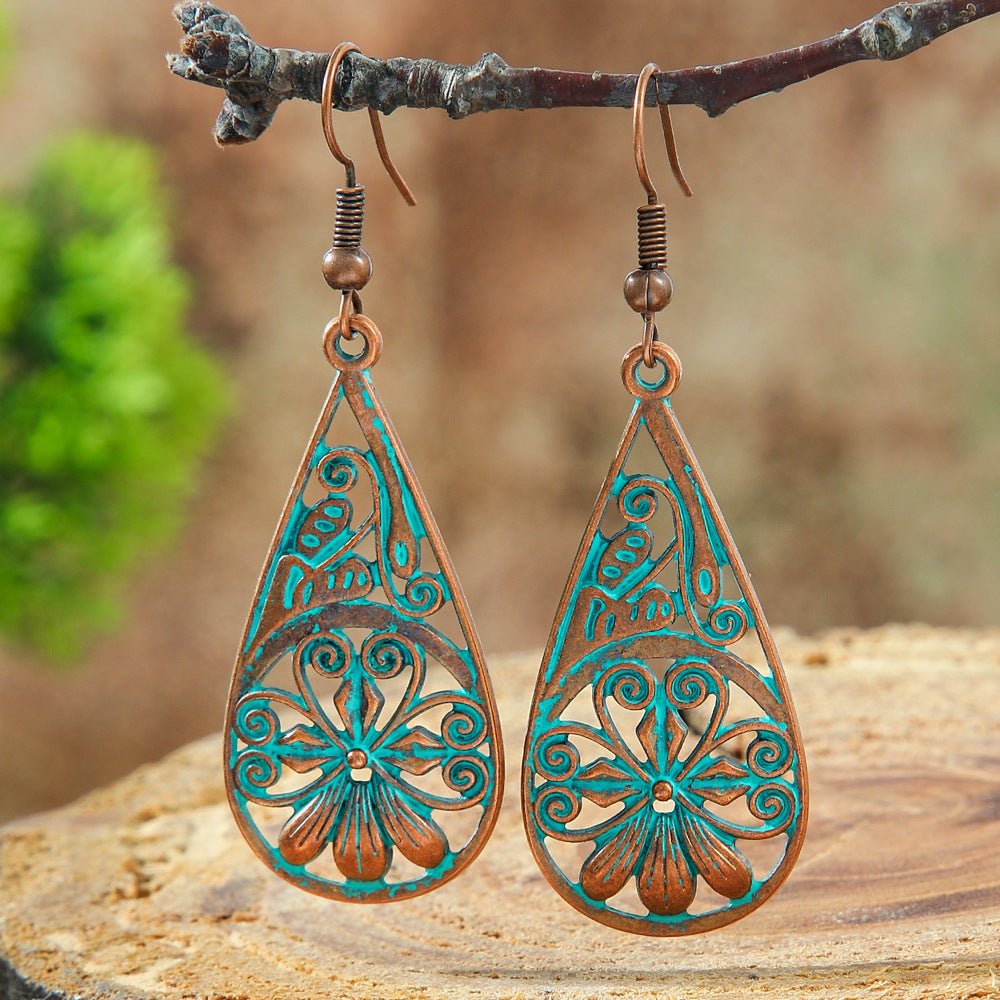 Wholesale Bohemian Hollow Geometric Retro Vintage Alloy Earrings for Everyday Wear or Gift
