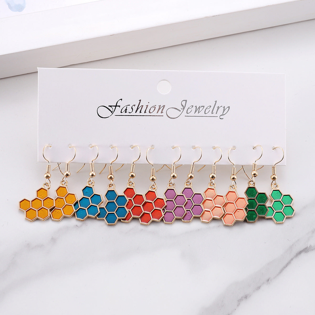 Wholesale  Candy-Colored Honeycomb Earring Set