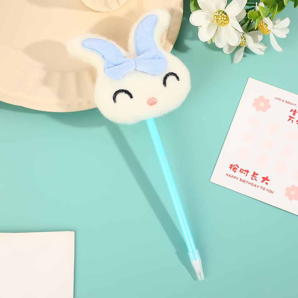 Wholesale creative cartoon plush rabbit head ballpoint pen