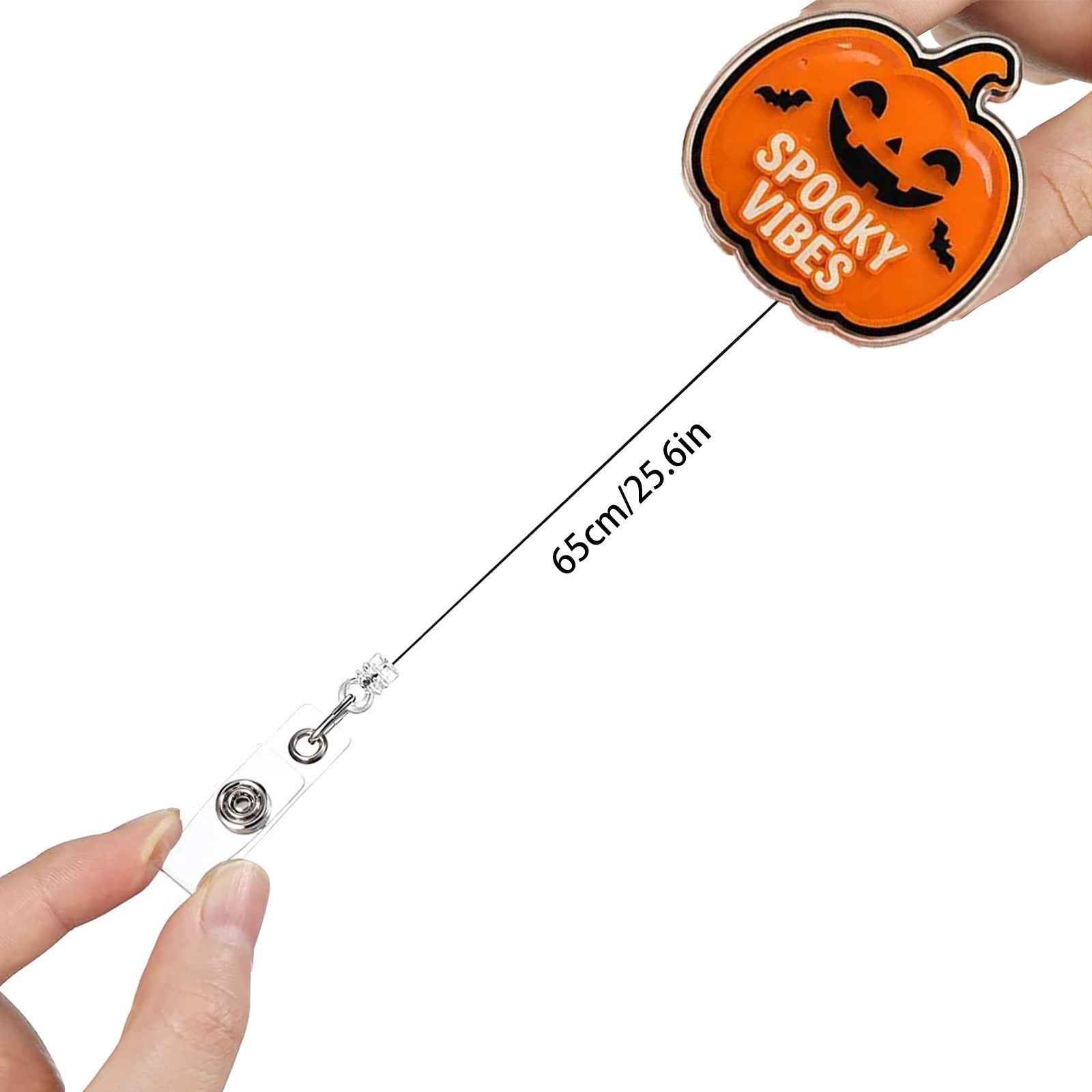 Wholesale  Pumpkin Bat Retractable Badge Reel - Cute Acrylic ID Holder Decorative Office Gift Accessory