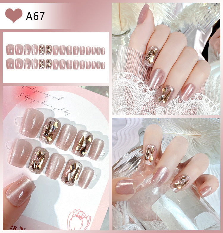 Wholesale 24 Pieces/box Glitter Nail Stickers Flower Pearl Wearable Nail Press-on Nails Kits Nail Stickers