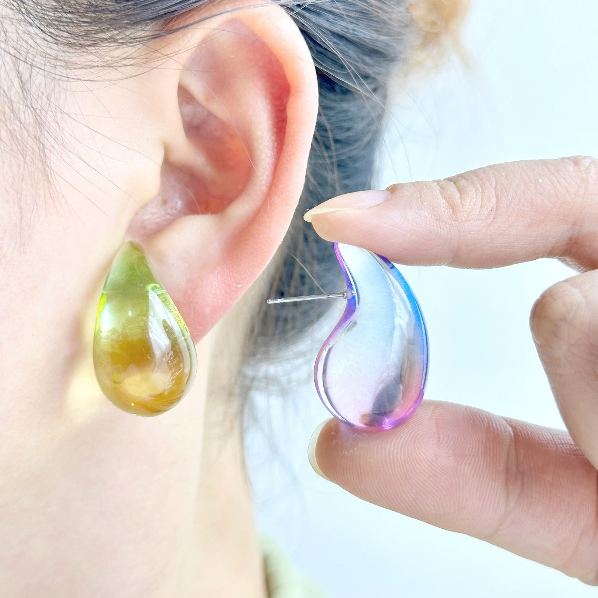 Wholesale Transparent Acrylic Candy Color Water Drop Earrings