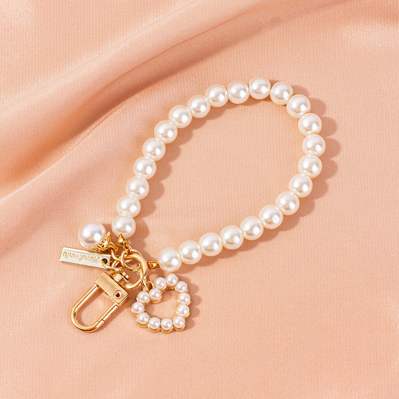 Wholesale Love pearl shell lanyard keychain