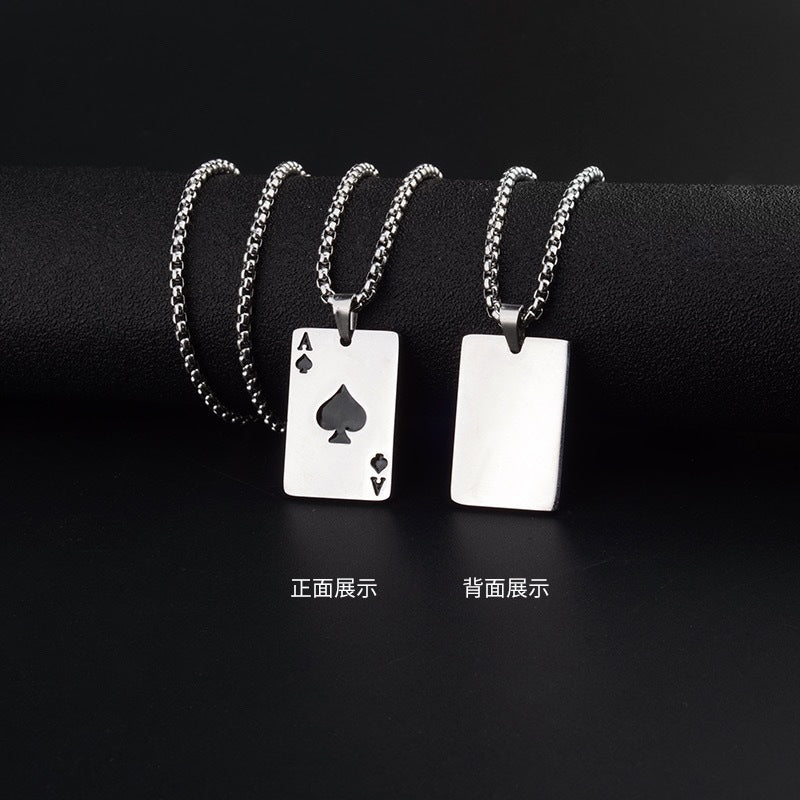Wholesale Trendy Stainless Steel Poker Heart Spade Pendant Necklace Boutique Resale