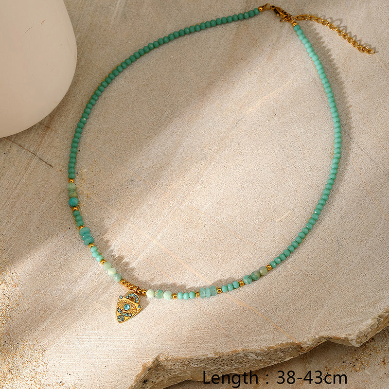 Wholesale Natural Stone Stainless Steel  Pendant Necklace