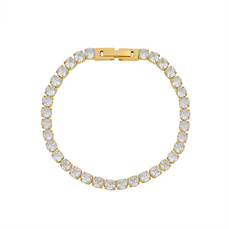 Wholesale  Zircon  Titanium Steel Plated 18K Gold Bracelet