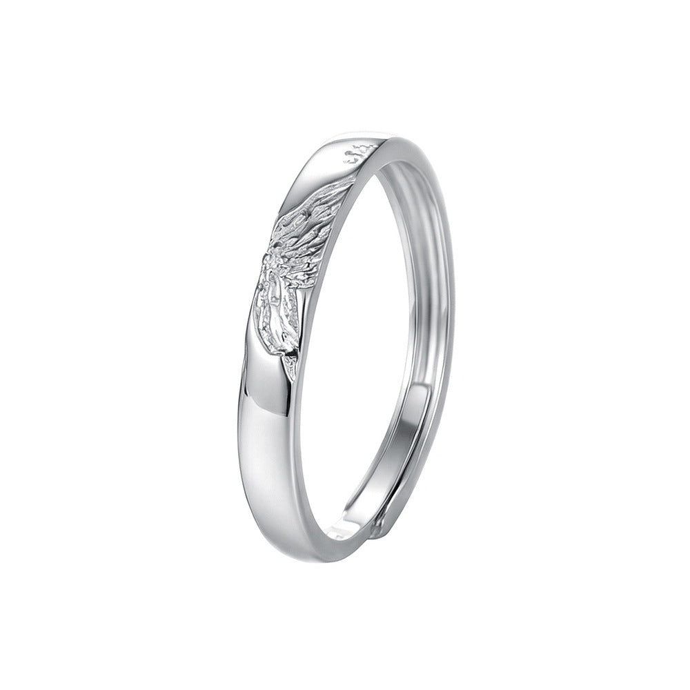 Wholesale S999 Silver Butterfly Symbiosis Open Adjustable Ring Trendy Jewelry Accessory For Couples