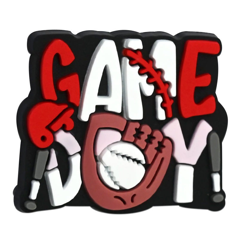 Wholesale 100pcs randomly Baseball series PVC soft rubber double-sided perforated cartoon bead ornaments