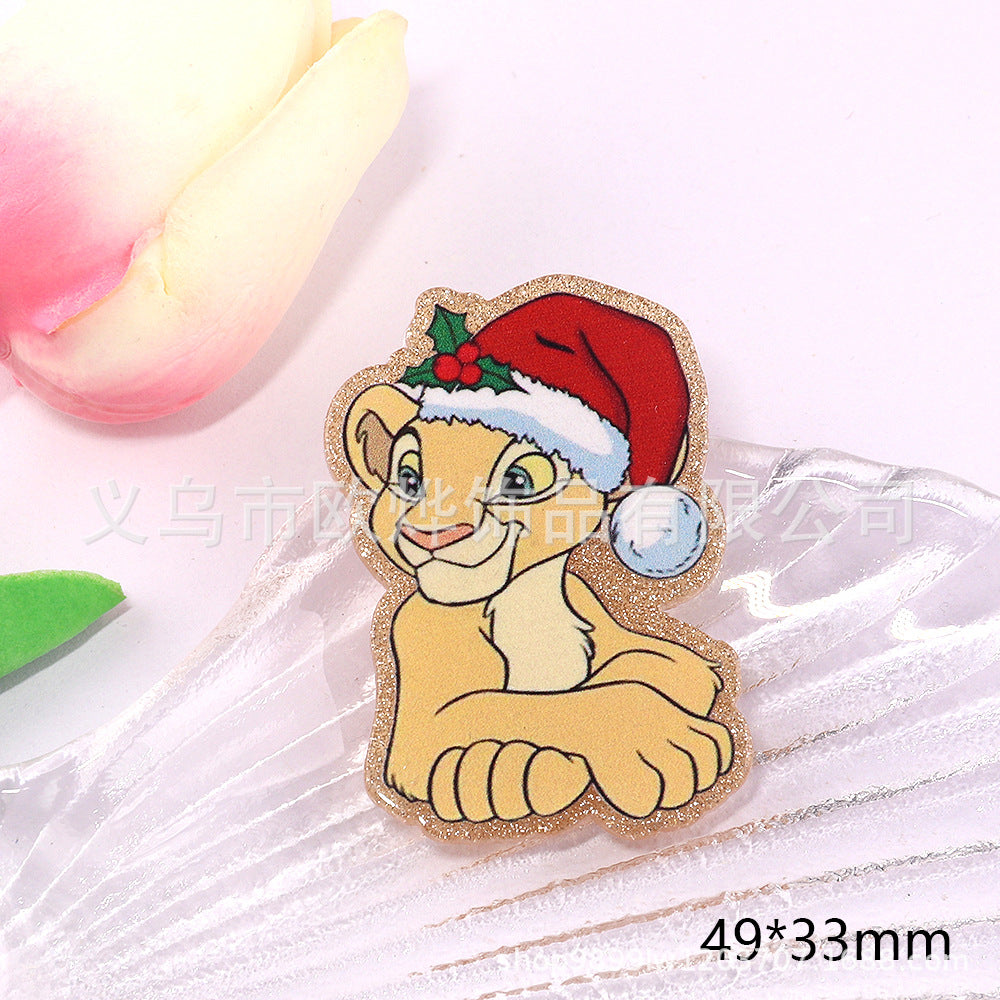 Wholesale 10pcs DIY Flatback Cartoon Christmas Acrylic Flatback Badge Reels Retractable Keychain DIY Accessories