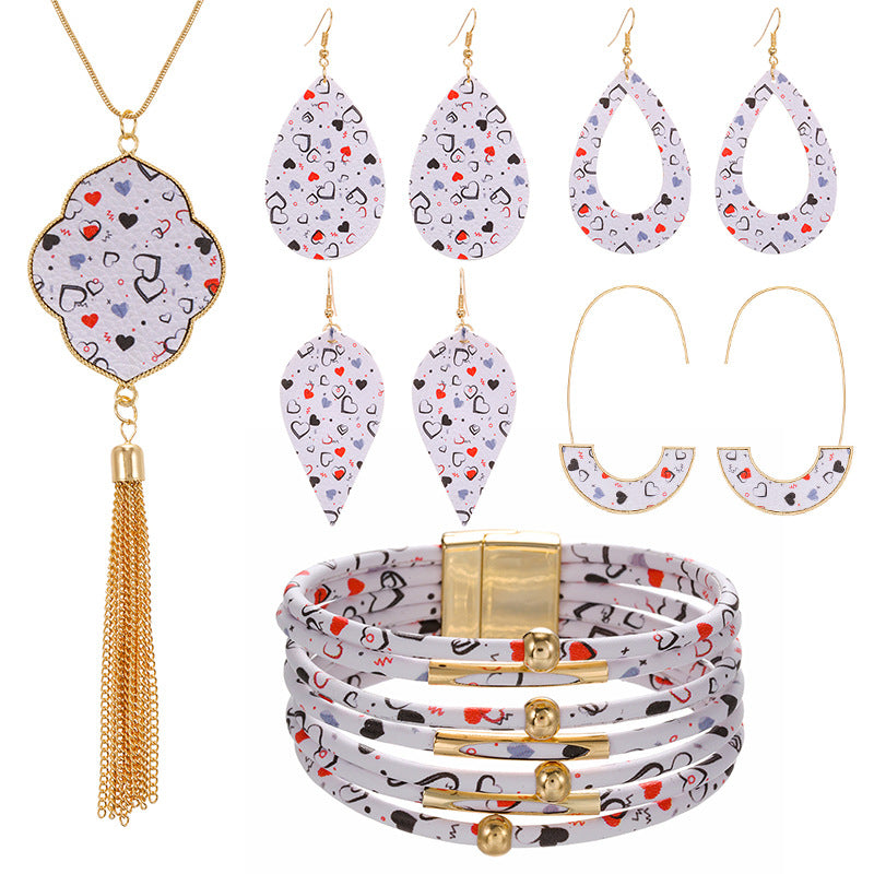 Wholesale Valentine's Day pink heart series earrings necklaces jewelry