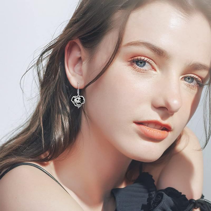 Wholesale  Gothic Punk Retro Old Shouting Heart Shape Skull Halloween Personalized Earrings