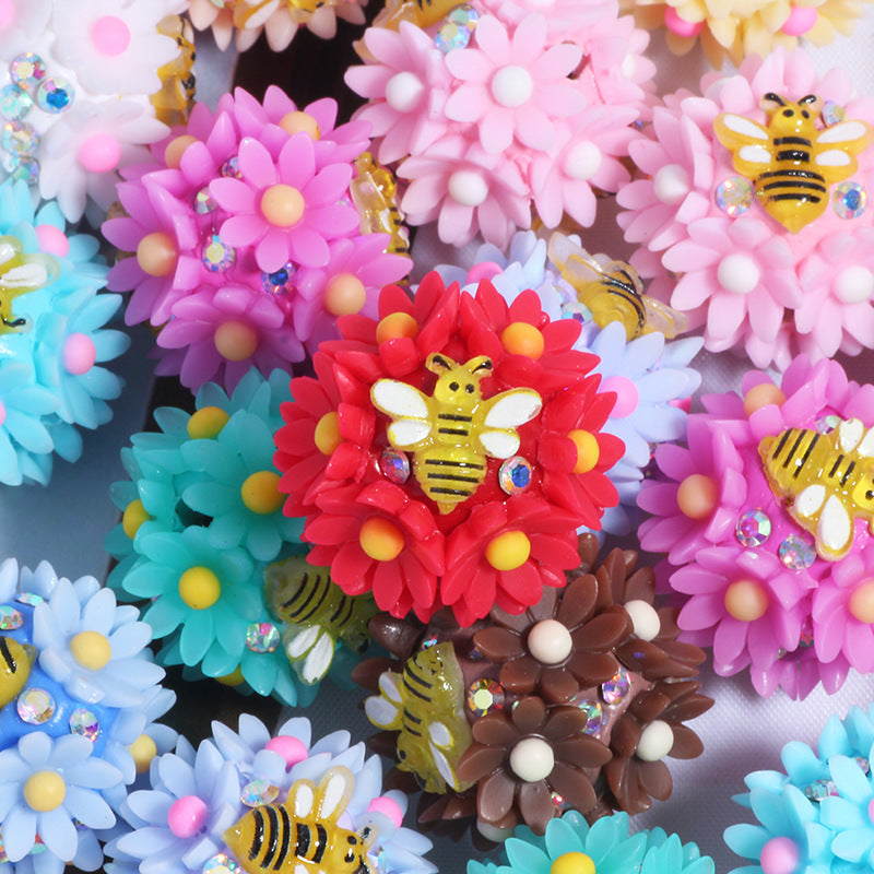 Wholesale 10pcs Bee Flower-Picking  Focal Beads DIY Bead Accessories