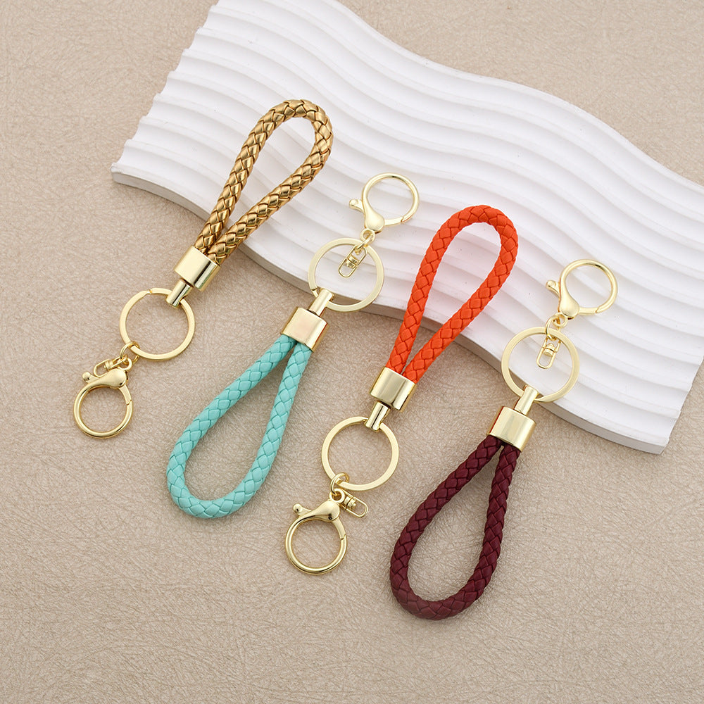 Wholesale Leather Round Dragon Woven Keychain Car Key Accessory Birthday Gift for Colleagues