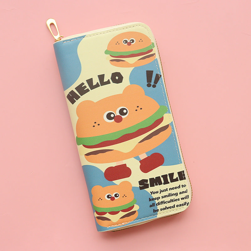 Wholesale Cute Cartoon Hamburger Pattern Long Zipper Wallet ACC-WT-Jumei001