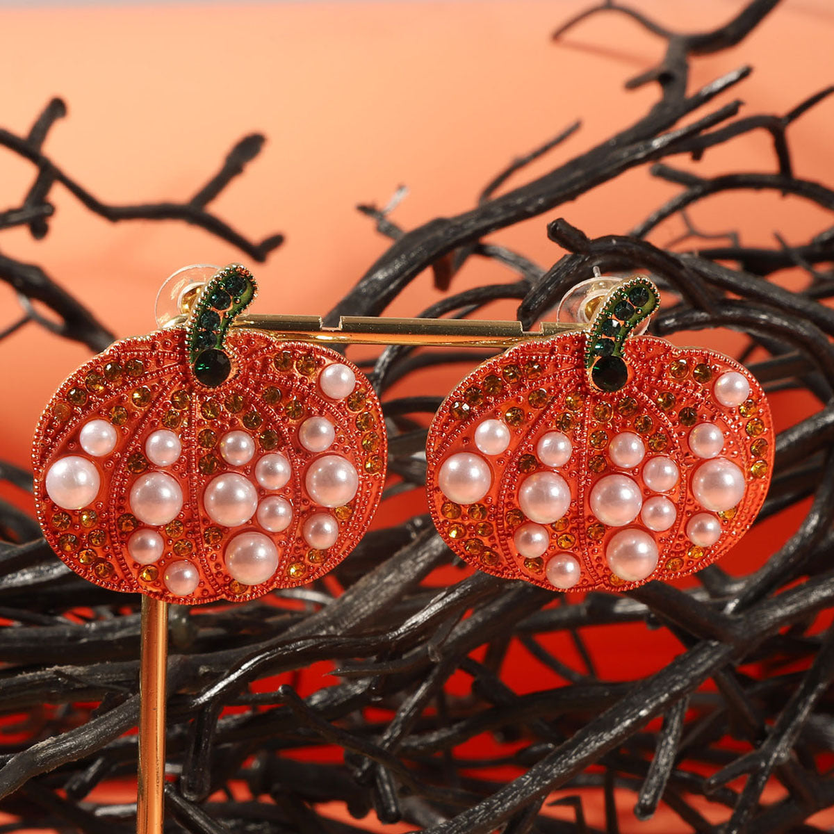 Wholesale  Alloy Pumpkin Earrings with Zircon