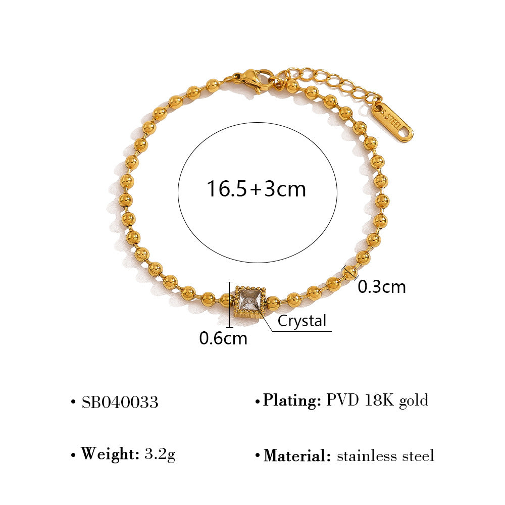 Wholesale small gold bead chain suit stainless steel diamond bracelet