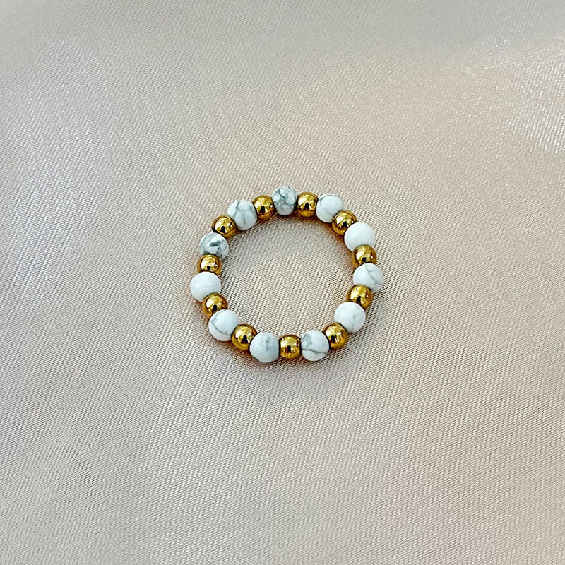 Wholesale stainless steel steel ball elastic natural stone  ring