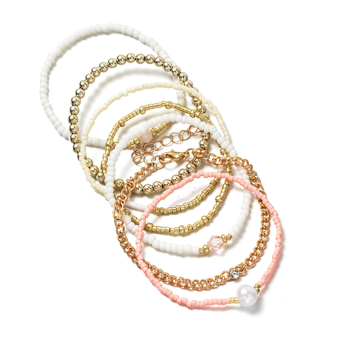 Wholesale Bohemian Style Rice Beads Crystal  Pearl  Bracelet