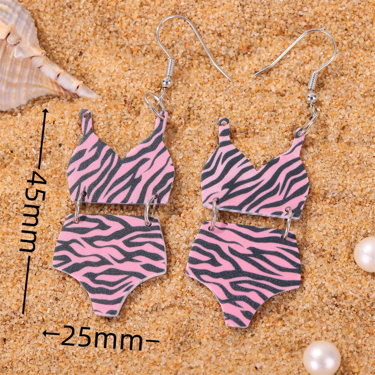 Wholesale Beach Style Leopard Print Swimsuit Set Zebra Print Acrylic Earrings ACC-ES-Jiay006