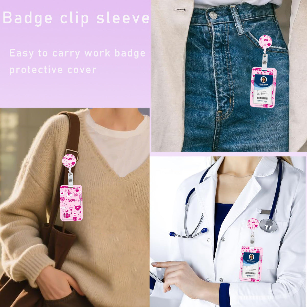 Wholesale retractable name tag  Valentine' s Day LOVE Badge Reels