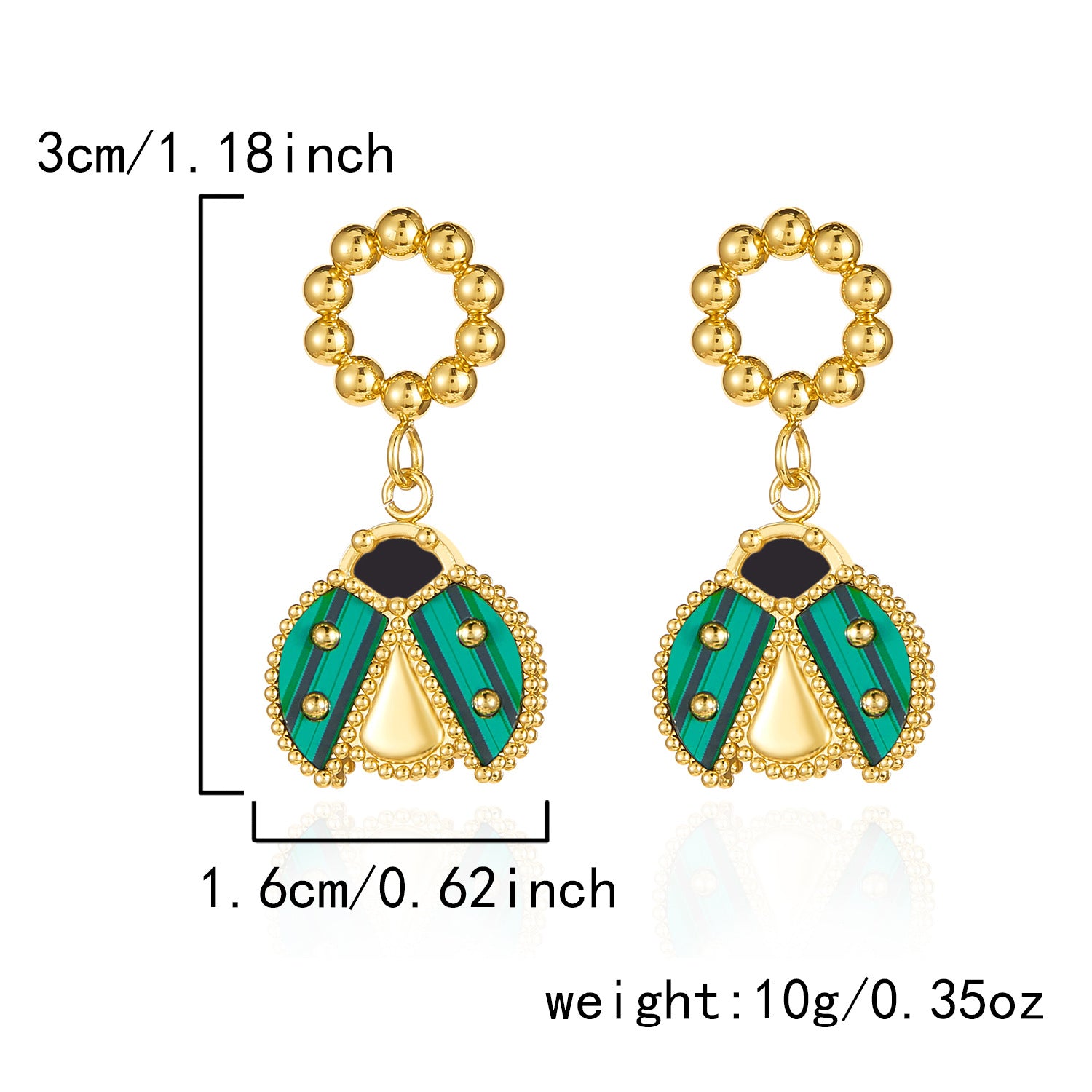 Wholesale Stainless steel luxury ladybug earrings  retro temperament all-match earrings