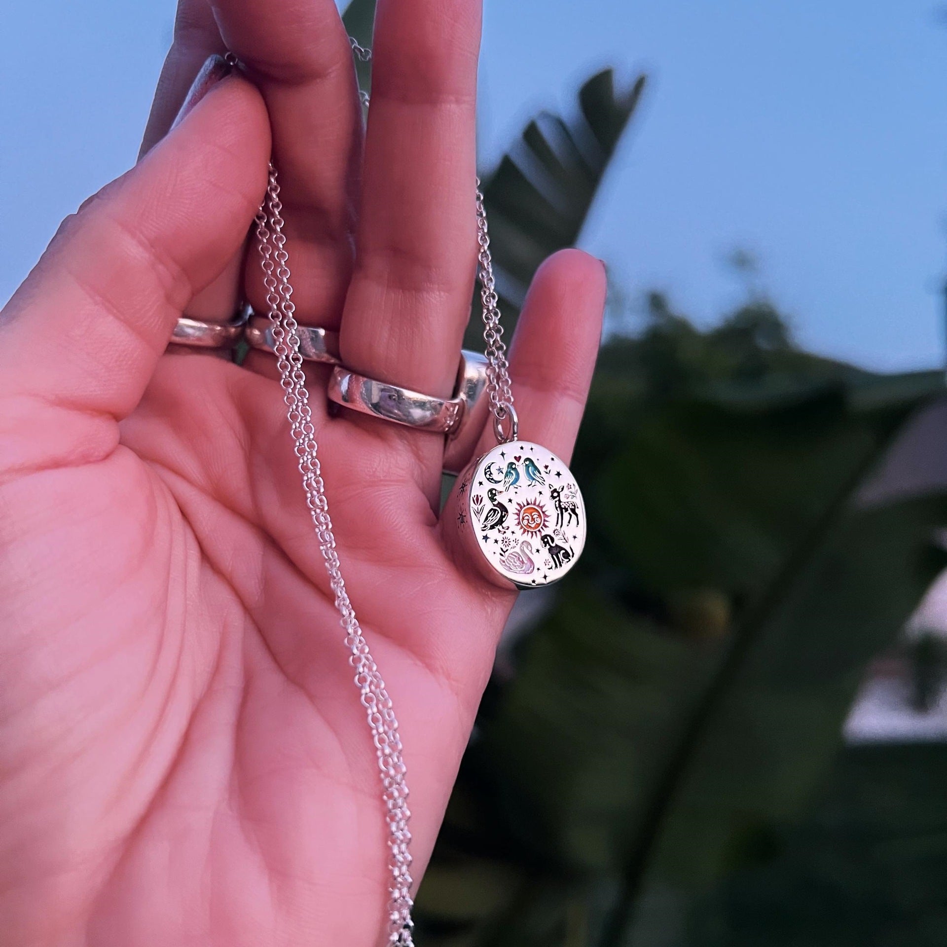 Wholesale Titanium steel painted oil drip rabbit dog necklace