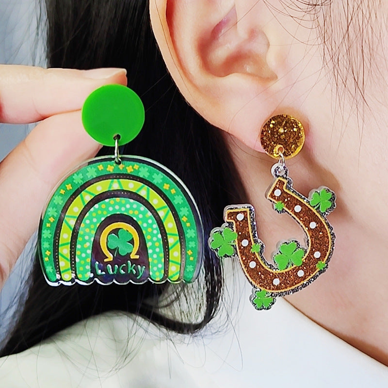 Wholesale St. Patrick's Day Flower Earrings Jewelry Set Acrylic Earrings