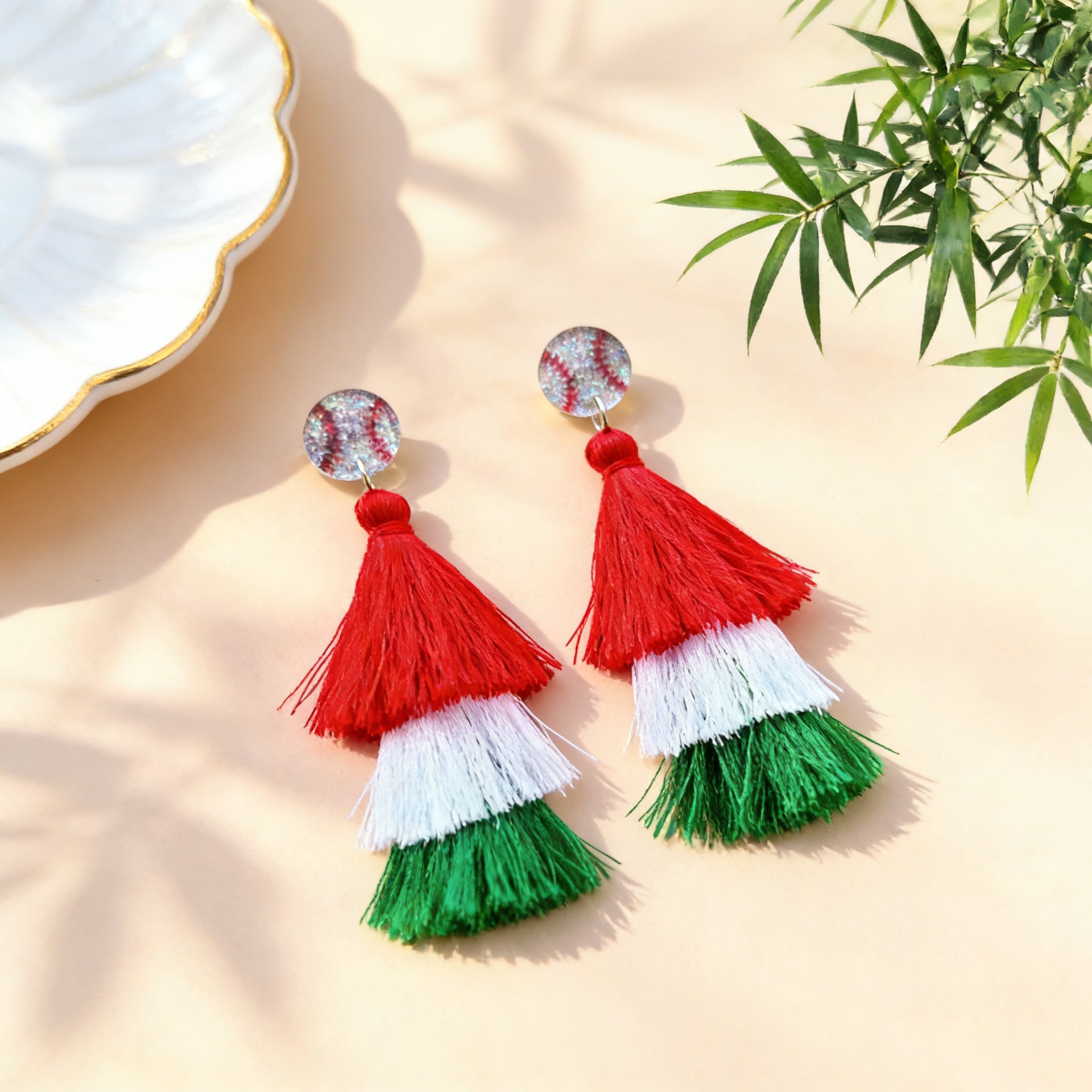 Wholesale Long Tassel Earrings Flag-Themed Sports Accessories