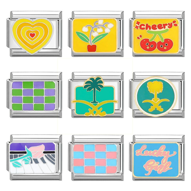 Wholesale Italian Charm Bracelet 9mm DIY Splicing Cute Cartoon Stainless Steel Composable Bracelet