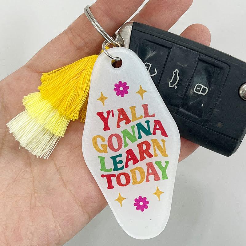 Wholesale of 2pcs/pack Teacher Gifts, Multi-layer Tassels, Acrylic Keychains ACC-KC-HY006