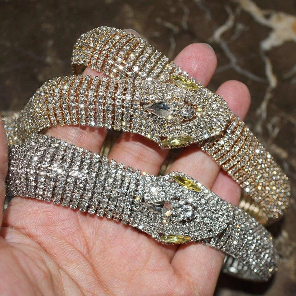 Wholesale  personality hip-hop exaggerated necklace sexy diamond snake necklace