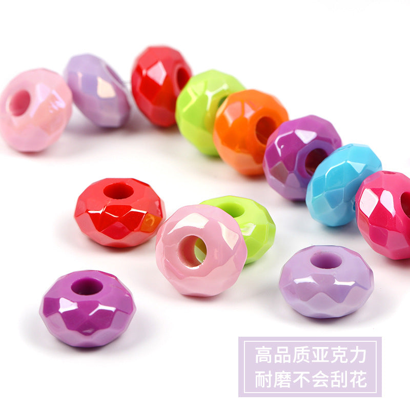 Perles rondes plates en plastique, 100 pièces, couleur unie, vente en gros